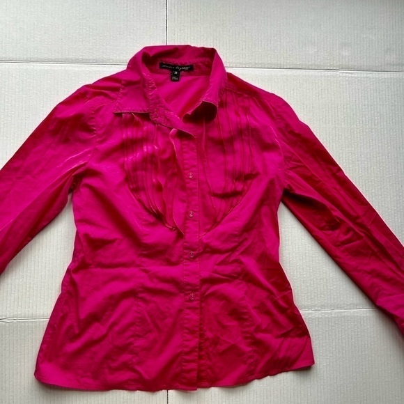 SANDRA Angelozzi fuchsia Barbie pink blouse with ruffles size 38  S - Picture 2 of 7